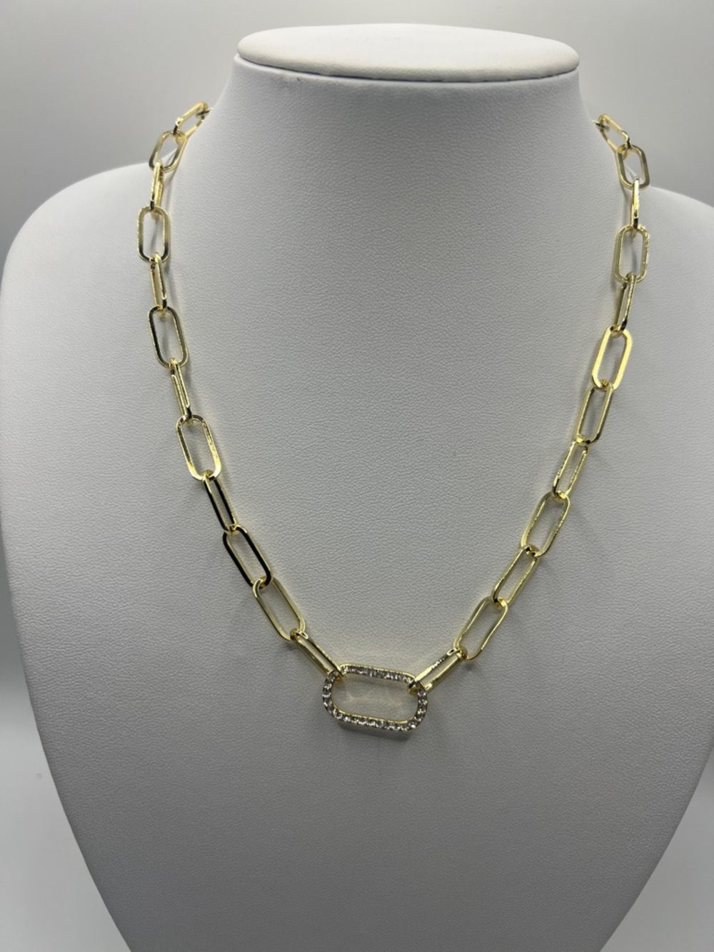 Adornia Tarnish Resistant 14k Gold Plated Paper Clip Chain Necklace - Picture 3 of 6